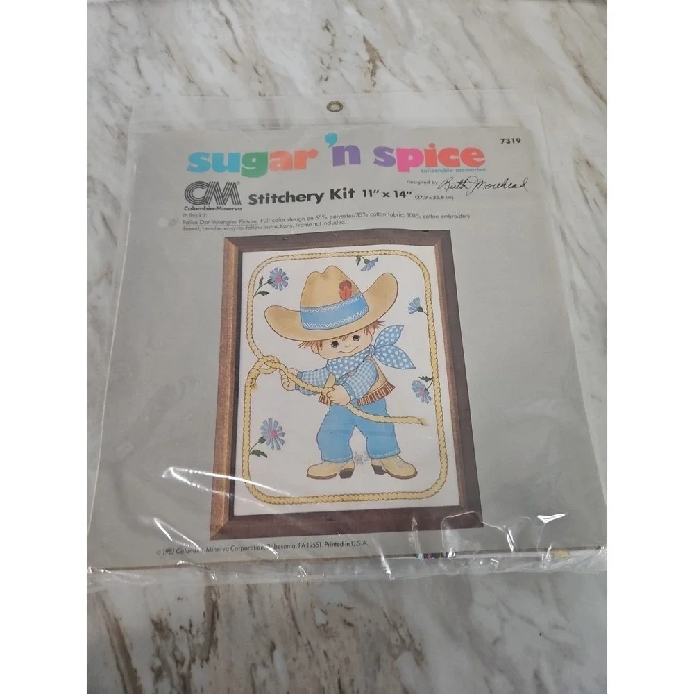 Vtg Sugar 'N Spice Stitchery Kit Cowboy Rodeo Baby #7319 New Nursery